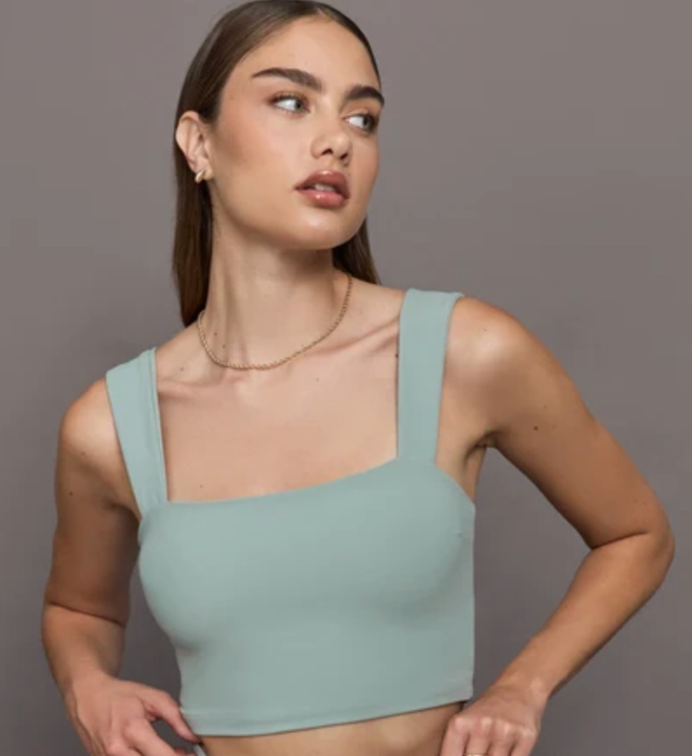 Carbon38 Square Neck Bra in Melt Sage Green Size Medium NEW